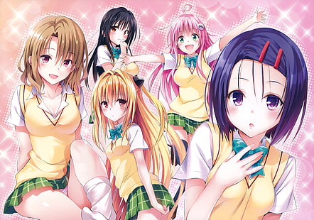 Momioka Risa, Golden Darkness, To Love-ru Darkness, Sairenji Haruna, anime, To Love-ru, Lala Satalin Deviluke, Anime girls, Kotegawa Yui, วอลล์เปเปอร์ HD HD wallpaper