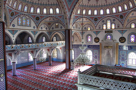 pola, cat, lengkungan, masjid, arsitektur, Turki, kolom, Manavgat, Wallpaper HD HD wallpaper