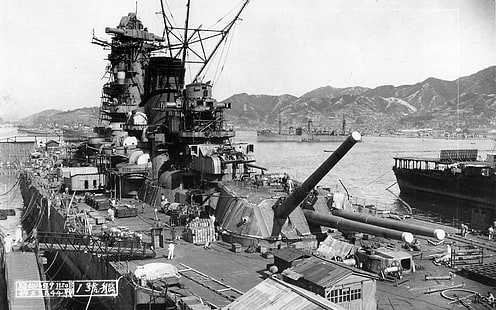 gray cruise ship, Warships, Battleship, Japanese Battleship Yamato, Warship, HD wallpaper HD wallpaper