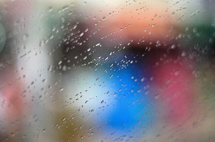 photography, abstract, bokeh, rain, water on glass, HD wallpaper