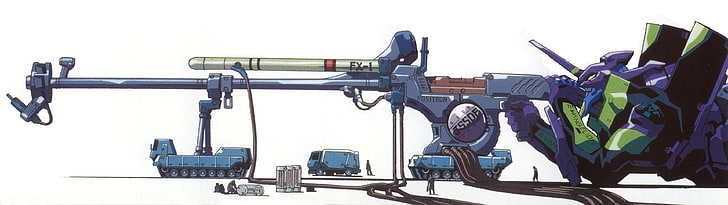аниме, неоновый генезис евангелион, EVA Unit 01, снайперская винтовка, HD обои