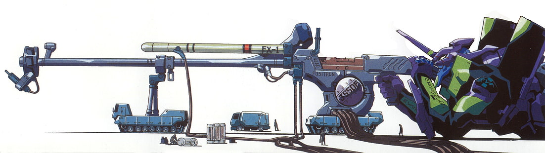 аниме, неоновый генезис евангелион, EVA Unit 01, снайперская винтовка, HD обои HD wallpaper