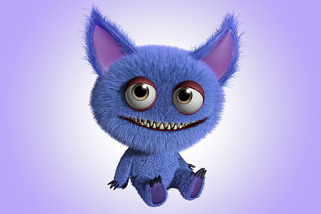 Monster Charakter Illustration, Monster, Lächeln, Cartoon, Charakter, lustig, niedlich, HD-Hintergrundbild HD wallpaper
