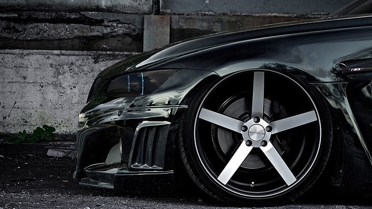 chrome 5-lug vehicle wheel and tire, car, BMW M3, HD wallpaper