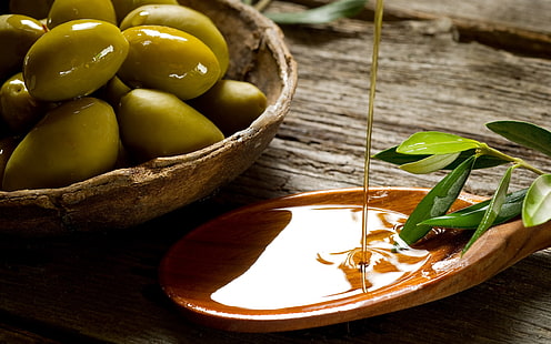 Olivenöle, Oliven, Öl, Honig, Lebensmittel, HD-Hintergrundbild HD wallpaper
