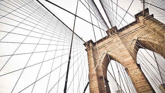 Brooklyn Bridge, Brooklyn, Brooklyn Bridge, architektura, most, fotografia, Nowy Jork, Tapety HD HD wallpaper