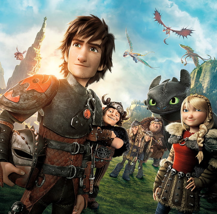 How to Train Your Dragon 2 Characters, How To Train Your Dragon 2 wallpaper, Cartoons, Others, Dragons, hiccup, 2014, Astrid, How to Train Your Dragon 2, วอลล์เปเปอร์ HD