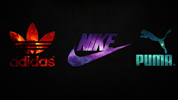 Nike, Adidas, Puma, space, logotyp, HD tapet