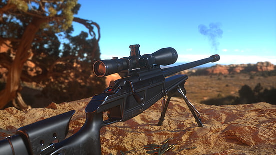 3D, пистолет, снайперская винтовка, HD обои HD wallpaper