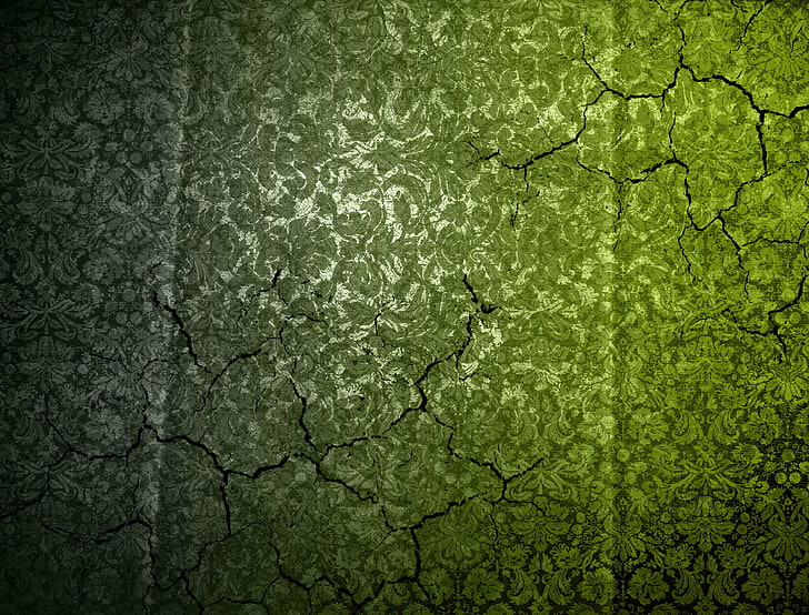 grünes Blumentextil, Wand, Tapete, Verzierung, Weinlese, HD-Hintergrundbild