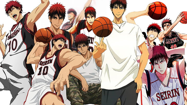 Kagami de Koruko Cartel de baloncesto, Kuroko no Basket, baloncesto, Kagami Taiga, cesta, Kuroko Tetsuya, Seirin, Fondo de pantalla HD