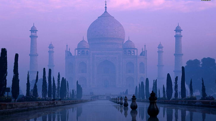 Taj Mahal dans la brume matinale, brume, taj mahal, piscine, matin, nature et paysages, Fond d'écran HD