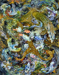 Kreationstöne, Farshchian, Miniatur, Ostad Mahmoud, Malerei, HD-Hintergrundbild HD wallpaper