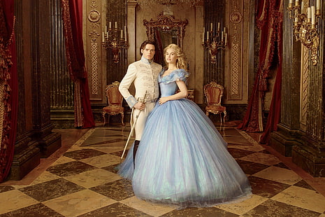 Movie, Cinderella (2015), Lily James, Richard Madden, HD wallpaper HD wallpaper