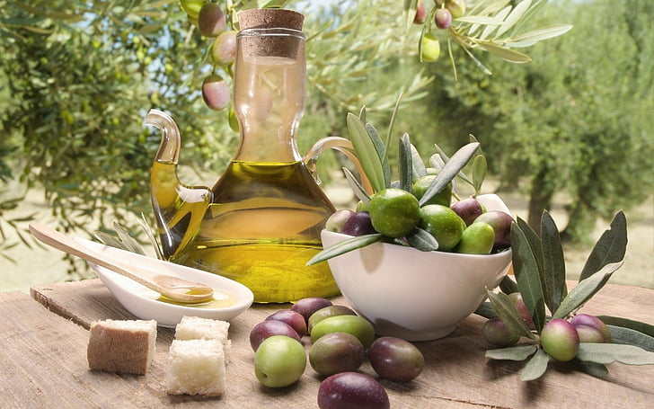 Food, Olive, Jar, Oil, HD wallpaper
