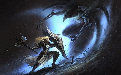 Diablo, Diablo III, videospel, fantasikonst, digital konst, fantasiflicka, krigare, HD tapet HD wallpaper