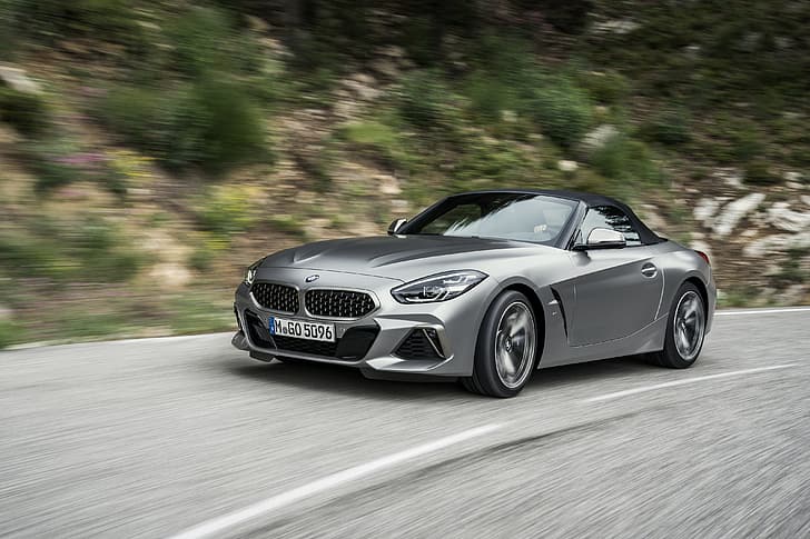 road, roof, grey, speed, BMW, Roadster, BMW Z4, M40i, Z4, the soft top, 2019, G29, HD wallpaper