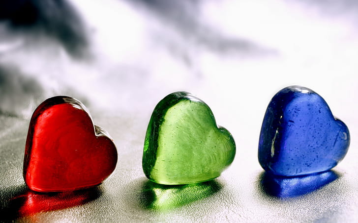 heart, ice, glass, colored, HD wallpaper