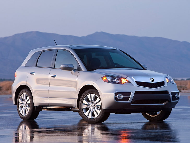 silver Acura MDX, acura, rdx, silver metallic, side view, jeep, style, cars, mountains, reflection, HD wallpaper