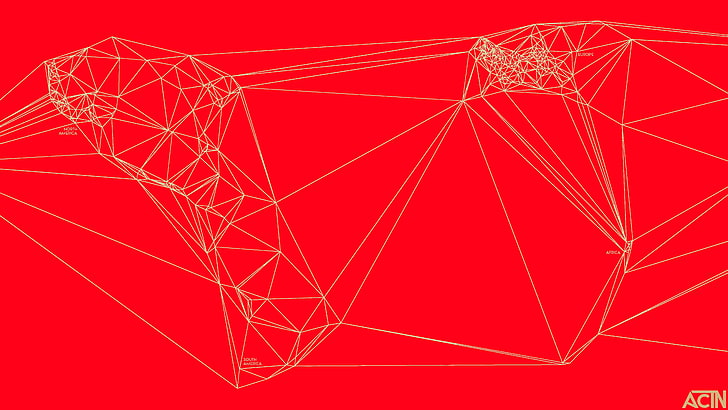 papier peint géométrique rouge et marron, Feltron, Nicholas Felton, carte, lignes, géométrie, monde, fond rouge, fond simple, Fond d'écran HD