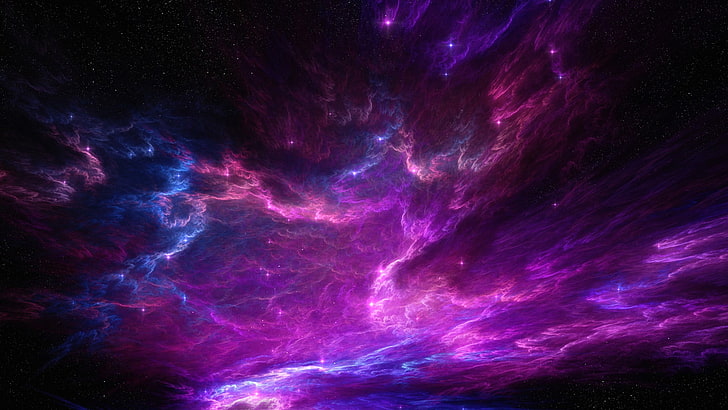 ピンクと青の雲、宇宙、カラフル、銀河、紫、 HDデスクトップの壁紙
