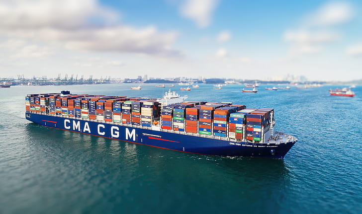 kapal kontainer, kapal, kendaraan, Wallpaper HD