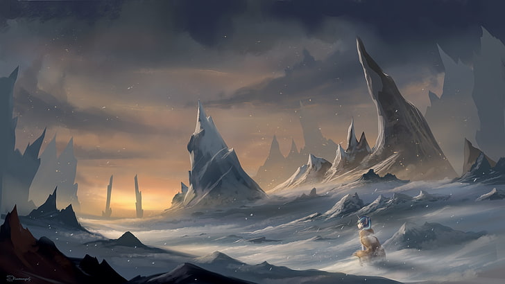 cliff, mountains, snow, sky, Shining Armor, My Little Pony, mlp: fim, ridges, HD wallpaper