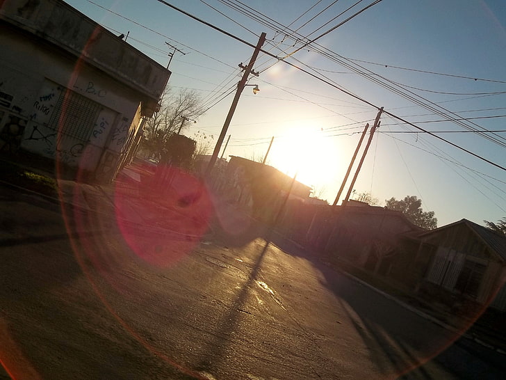 rue, lever de soleil, Halo, Fond d'écran HD