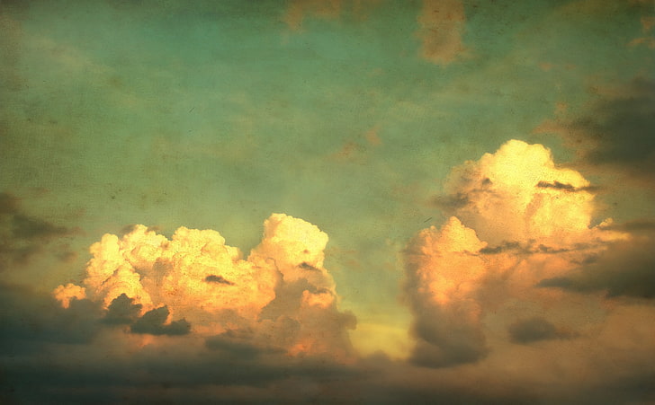 Cloudy Sky HD Wallpaper, white clouds, Vintage, Nature, Clouds, Texture, lookup, vintageeffect, HD wallpaper