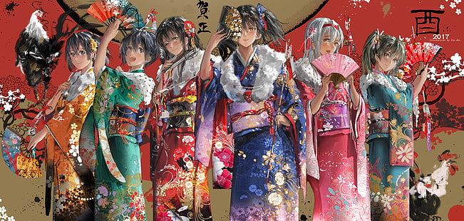 Anime, Colección Kantai, Akagi (Kancolle), Hiryuu (Kancolle), Kaga (Kancolle), Shoukaku (Kancolle), Souryuu (Kancolle), Zuikaku (Kancolle), Fondo de pantalla HD HD wallpaper