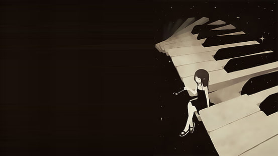 Anime, Mädchen, Klavier, HD-Hintergrundbild HD wallpaper