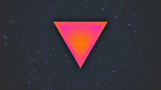 ピンクとオレンジの三角形のロゴ、抽象、ミニマリズム、三角形、 HDデスクトップの壁紙 HD wallpaper