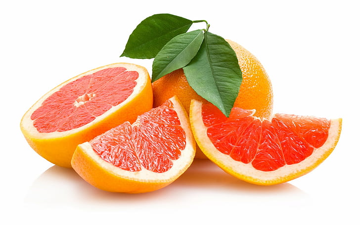 frutta arancione con fette, muro, cibo, frutta arancione, fette, frutta, freschezza, agrumi Frutta, fetta, maturo, arancio - frutta, sezione trasversale, isolato, rosso, organico, sano mangiare, natura, Sfondo HD