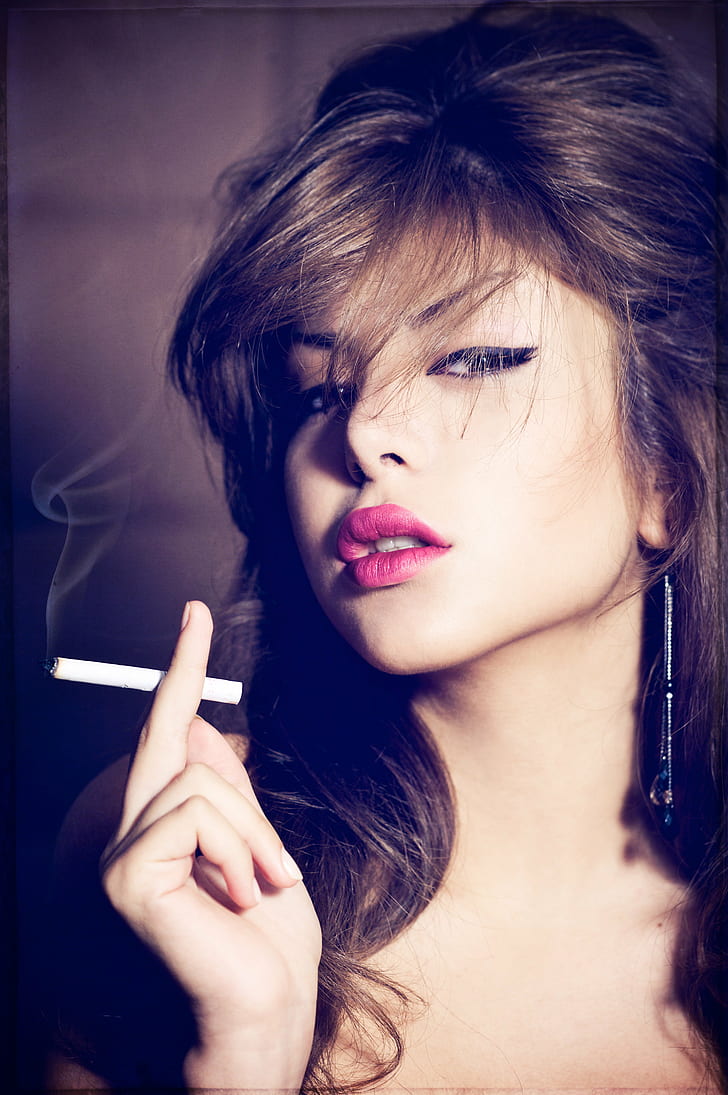 woman with pink lipstick and black eyeliner holding cigarette portrait, Back to Basics, woman, pink lipstick, black, eyeliner, cigarette, portrait, smoking, deli, glamour, headshot, model, persian, women, one Person, human Face, people, females, caucasian Ethnicity, beautiful, beauty, young Adult, HD wallpaper