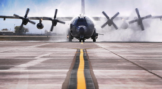 gray airline, aircraft, AC-130, Lockheed C-130 Hercules, HD wallpaper HD wallpaper