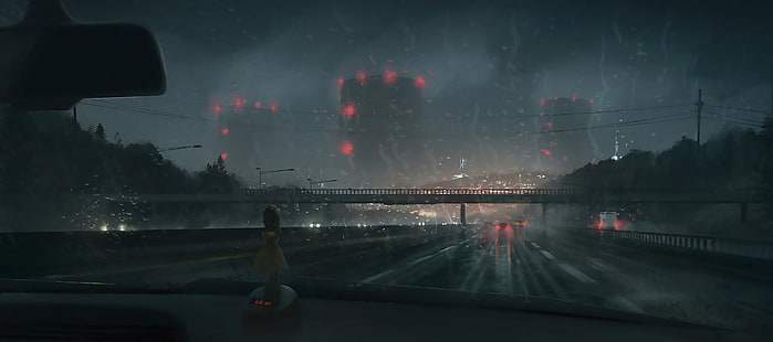 Anime, oryginał, noc, deszcz, Tapety HD HD wallpaper