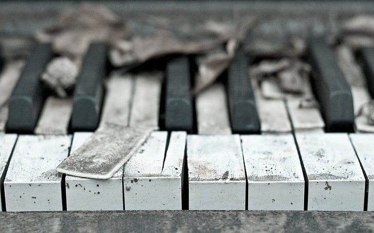 piano keys, wood, piano, abandoned, broken, HD wallpaper