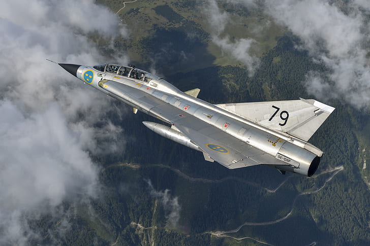 Jet Fighters, Saab 35 Draken, Pesawat, Jet Fighter, Warplane, Wallpaper HD