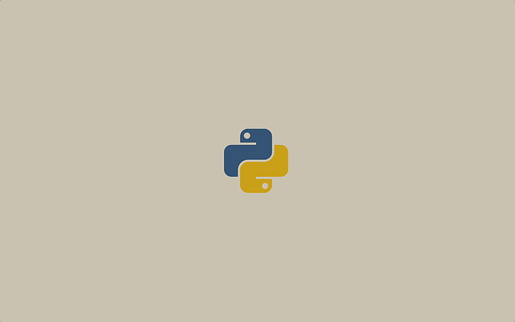 papel de parede azul e amarelo, Python (programação), Linux, fundo bege, bege, azul, amarelo, minimalismo, logotipo, HD papel de parede