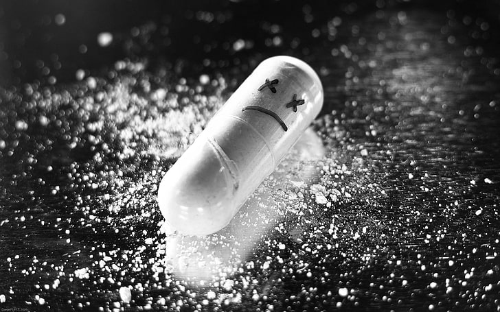 zdjęcie w skali szarości szarej pigułki leków, makro, kapsułki, medycyny, choroby, Tapety HD