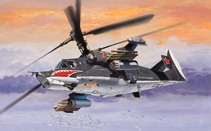 сива илюстрация на хеликоптер, поле, изкуство, хеликоптер, мощност, битка, BBC, битка, руски, оборудване, за, съветски, шок, на живо, единичен, цели, поражение, въздух, KA-50, проектиран, Русия., механизиран, черен Акула, бронирана, HD тапет
