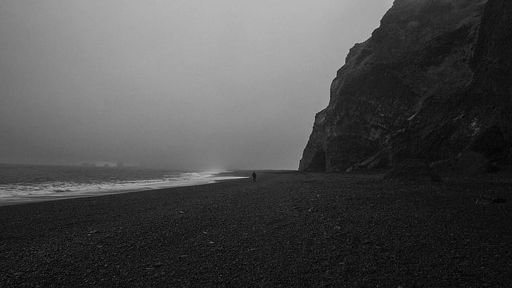 sabbia nera, riva, Sfondo HD