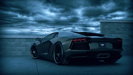 รถเก๋ง Lamborghini Aventador สีดำ, รถยนต์, Lamborghini Aventador, ซูเปอร์คาร์, ยานพาหนะ, วอลล์เปเปอร์ HD HD wallpaper