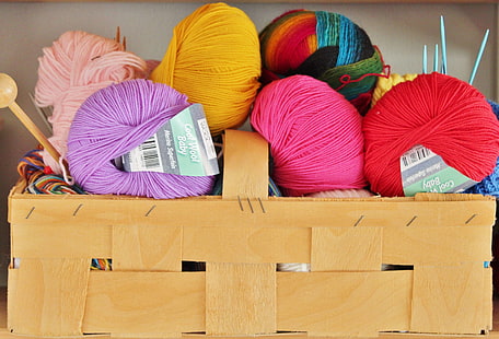 caixa, colorido, cores, colorido, artesanato, artesanato, corda, fio, lã, HD papel de parede HD wallpaper