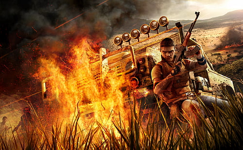 Far Cry 2 Ateş, PUBG vektör, Oyunlar, Far Cry, Ateş, Far Cry 2, HD masaüstü duvar kağıdı HD wallpaper