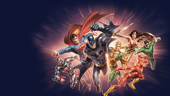 Комикси, Лига на справедливостта, Aquaman, Batman, Cyborg (DC Comics), DC Comics, Flash, Green Lantern, Superman, Wonder Woman, HD тапет HD wallpaper