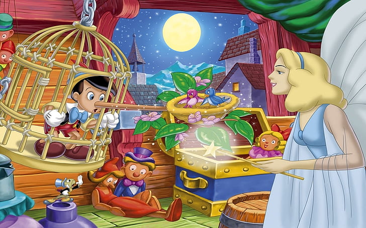 Pinocchio e le fate cartoni animati Walt Disney Desktop sfondi HD per telefoni cellulari e computer 1920 × 1200, Sfondo HD
