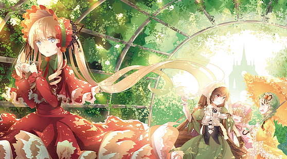 Rozen Maiden, anime girls, Suiseiseki, Kanaria (Rozen Maiden), Shinku, Hina Ichigo, HD wallpaper HD wallpaper
