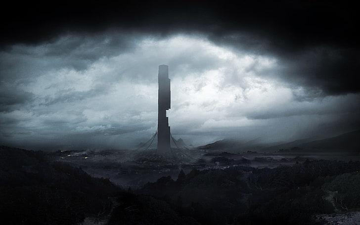 città vicino a uno sfondo di muro di cemento alto, Half-Life, torre, videogiochi, Sfondo HD