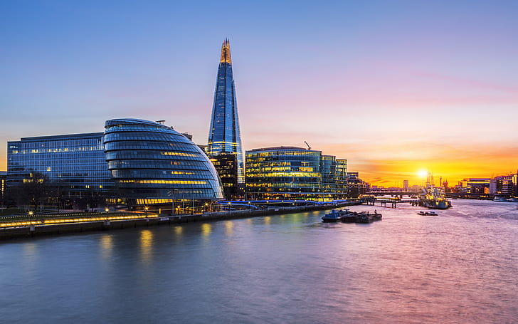 Sunset Panoramic View From The River Thames On New London City Hall Ultra Hd Wallpapers For Desktop Mobile Phones And Laptop 3840×2400, HD wallpaper